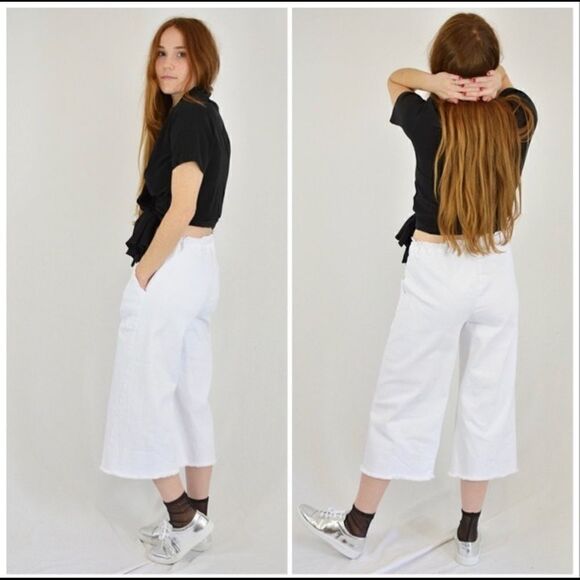 Revolve LACAUSA Denim Wide Leg Crop Pants - Picture 2 of 8